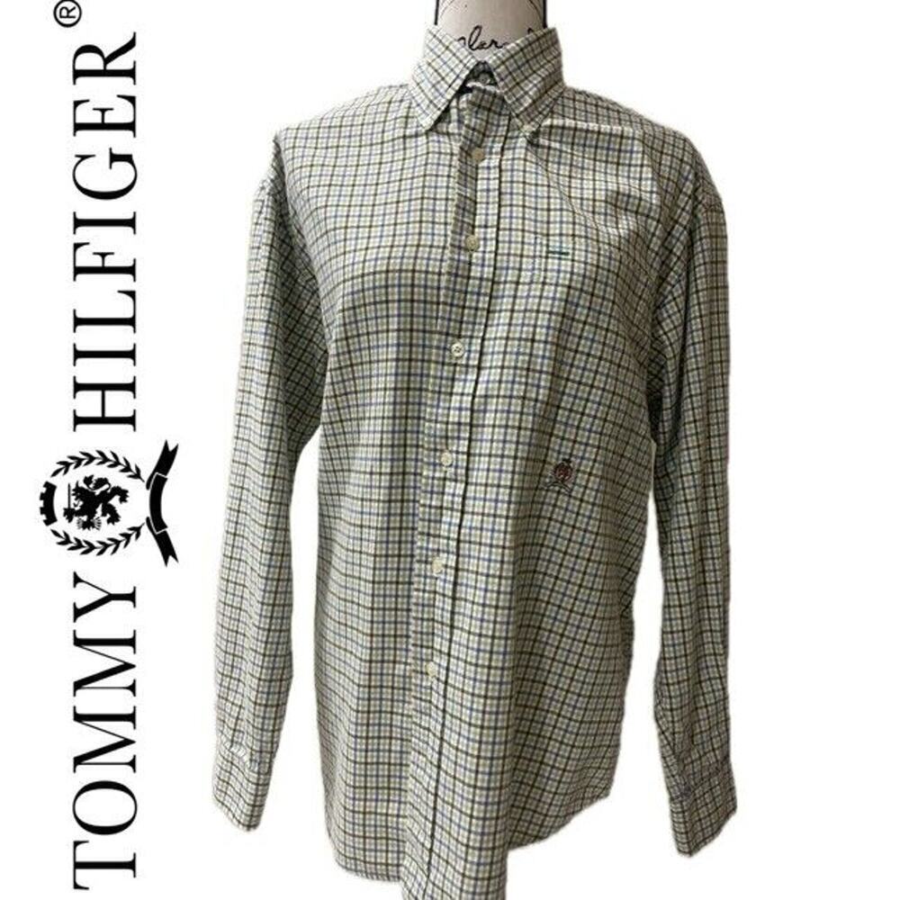 Y2K TOMMY HILFIGER‎ BUTTON DOWN SHIRT LYON CREST EMBROIDERED Sz S ICONIC